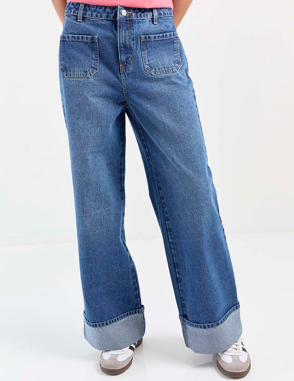 Jeans wide leg corte cintura para mujer Jeans wide leg corte cintura para mujer