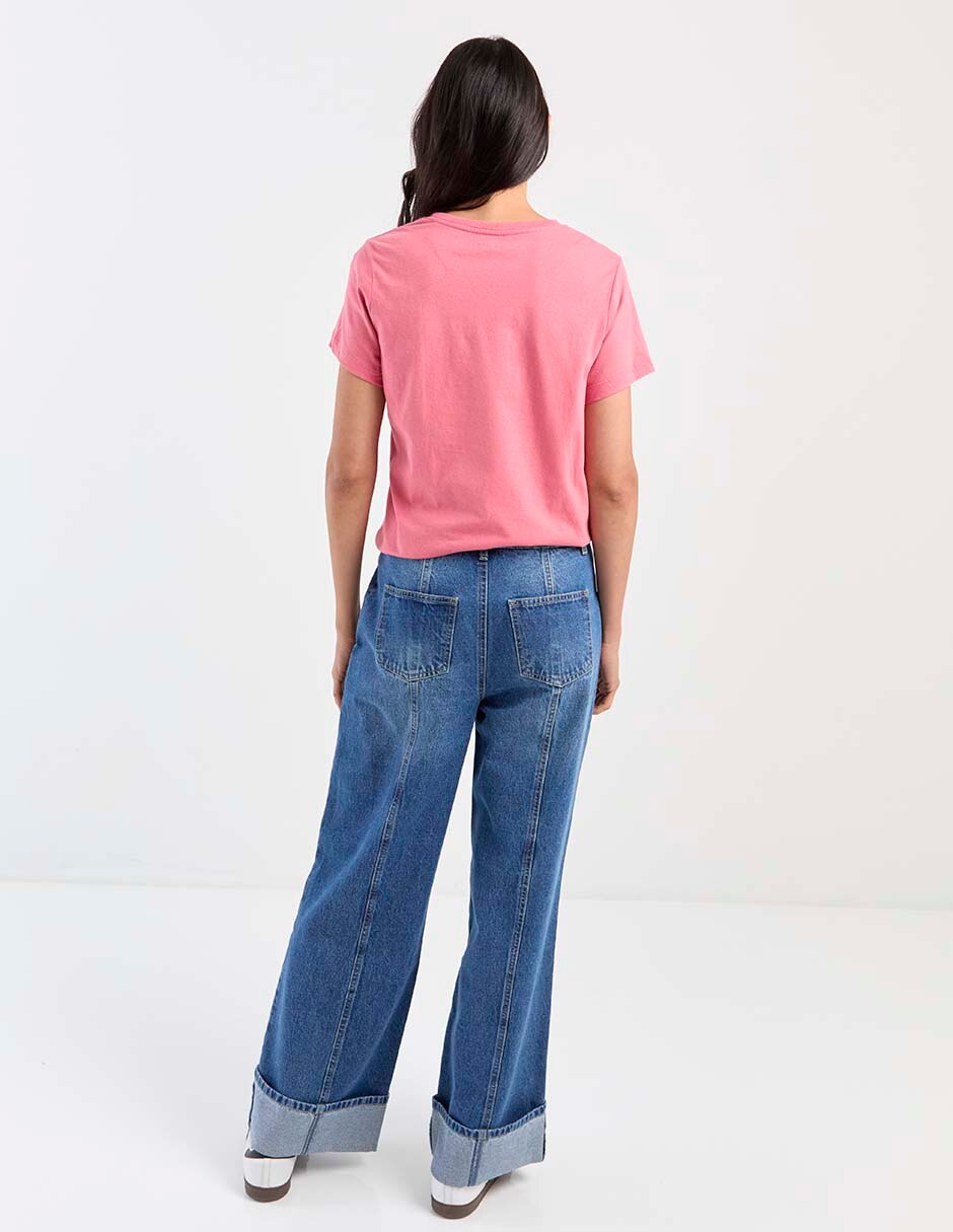Jeans wide leg corte cintura para mujer 2