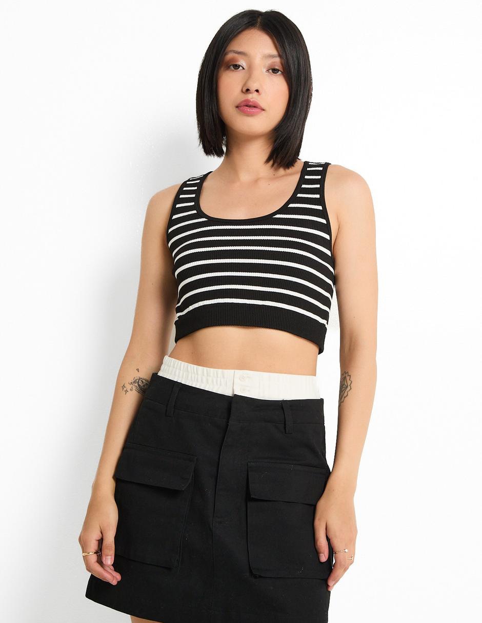 TOP CROP NON STOP, CH, NEGRO C REDONDO