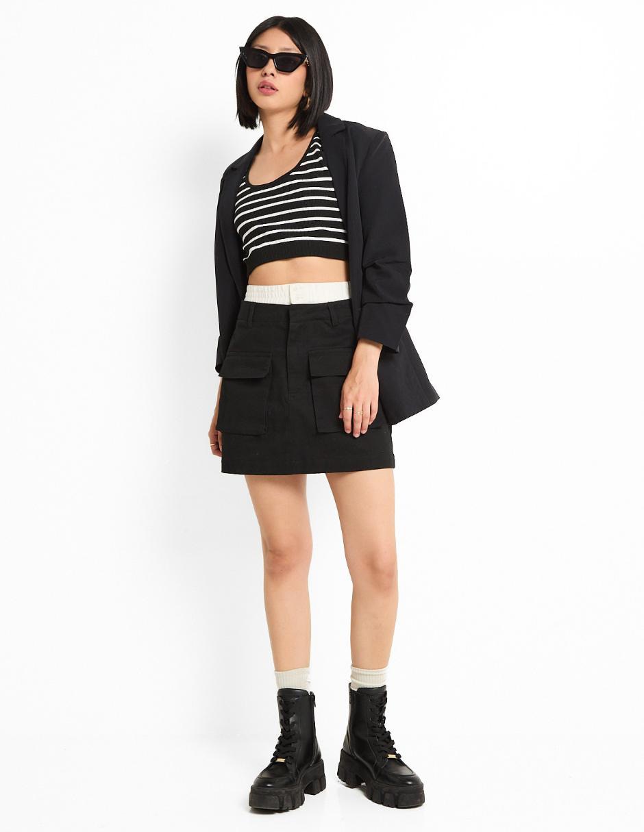 TOP CROP NON STOP, CH, NEGRO C REDONDO