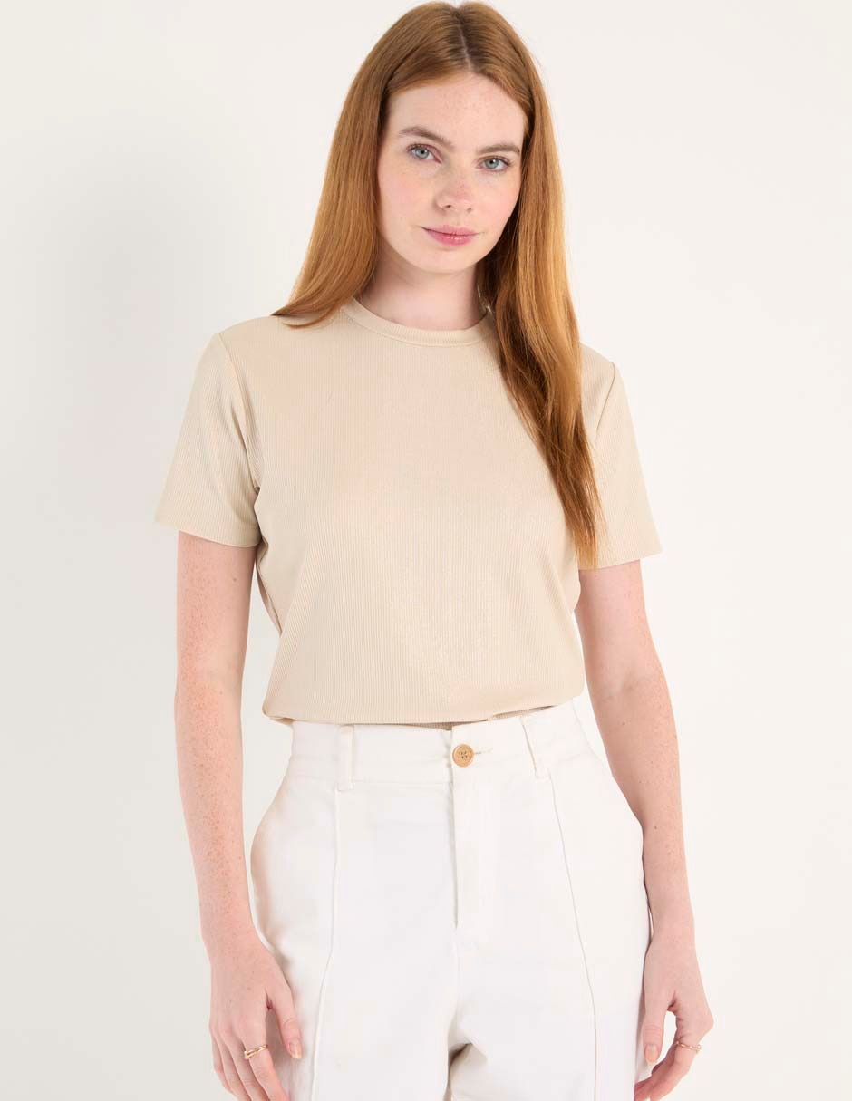 Playera manga corta cuello redondo para mujer