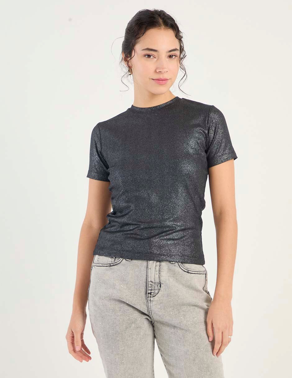 Playera manga corta cuello redondo para mujer