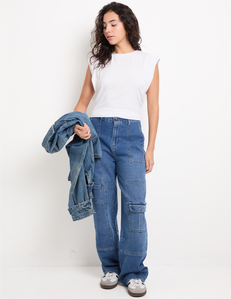 Jeans carpenter amplio para mujer 3