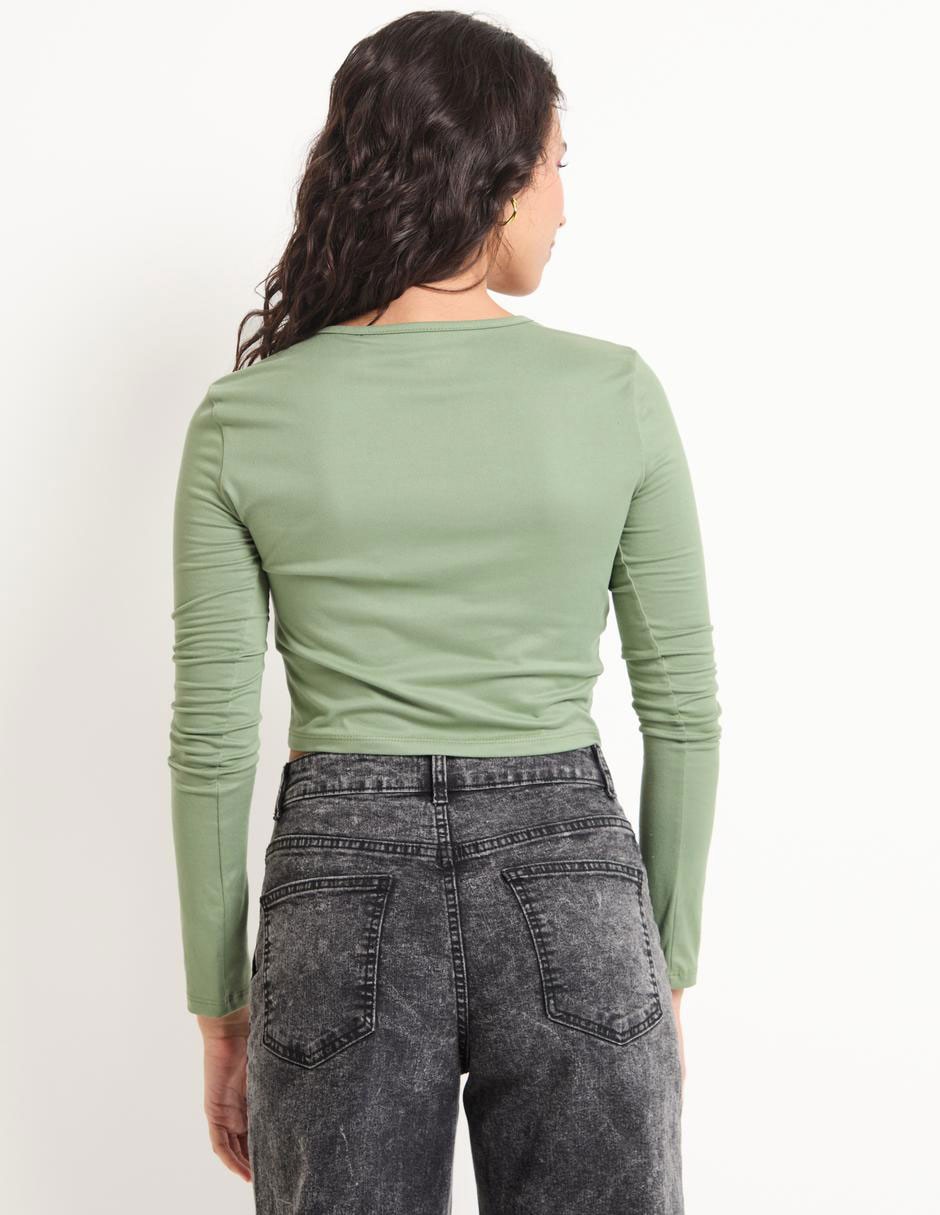 Playera manga larga cuello redondo para mujer 2