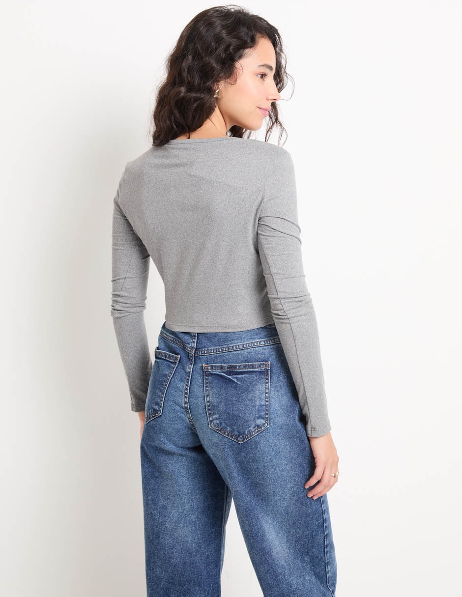 Playera manga larga cuello redondo para mujer 2