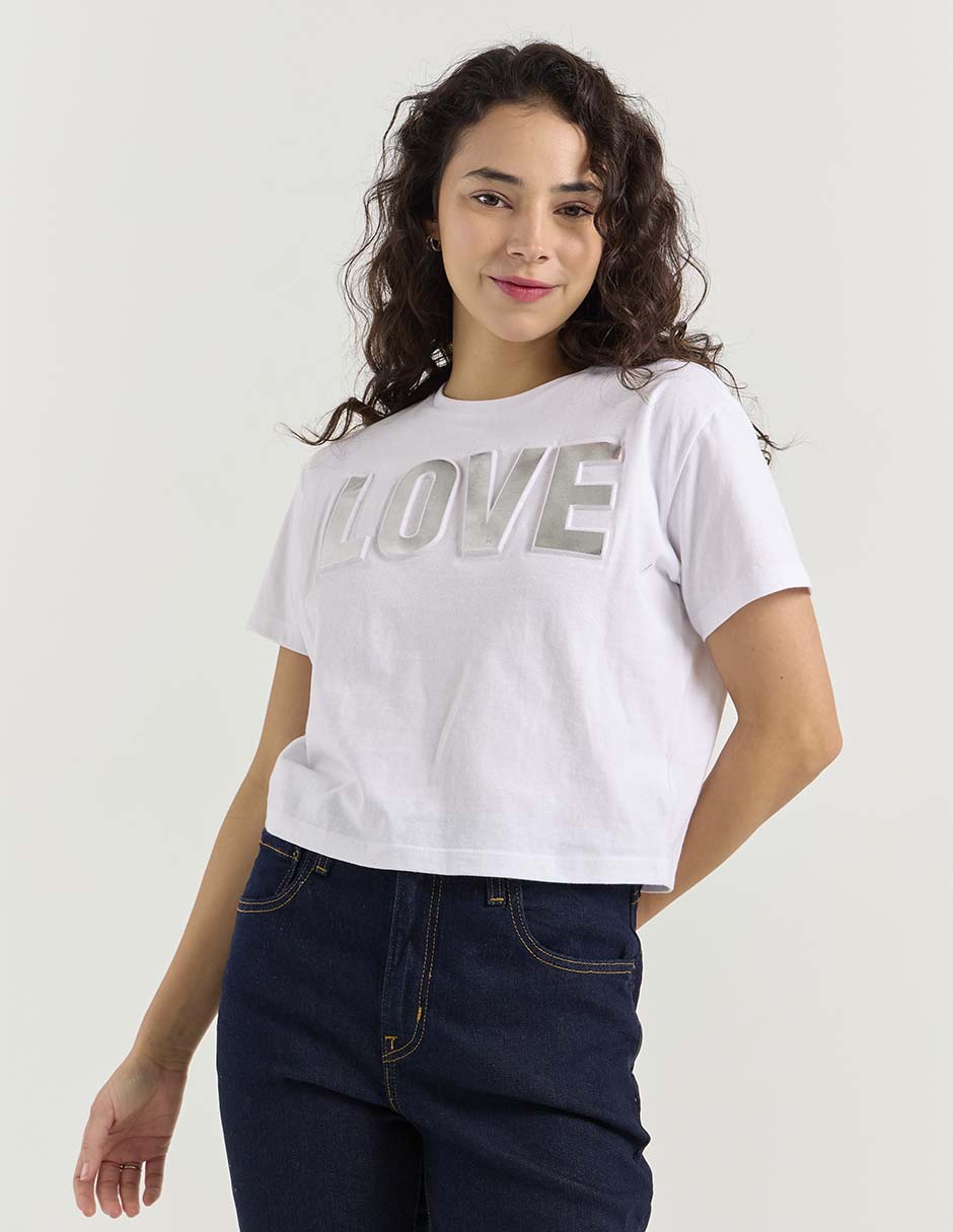 Playera manga corta cuello redondo para mujer Playera manga corta cuello redondo para mujer