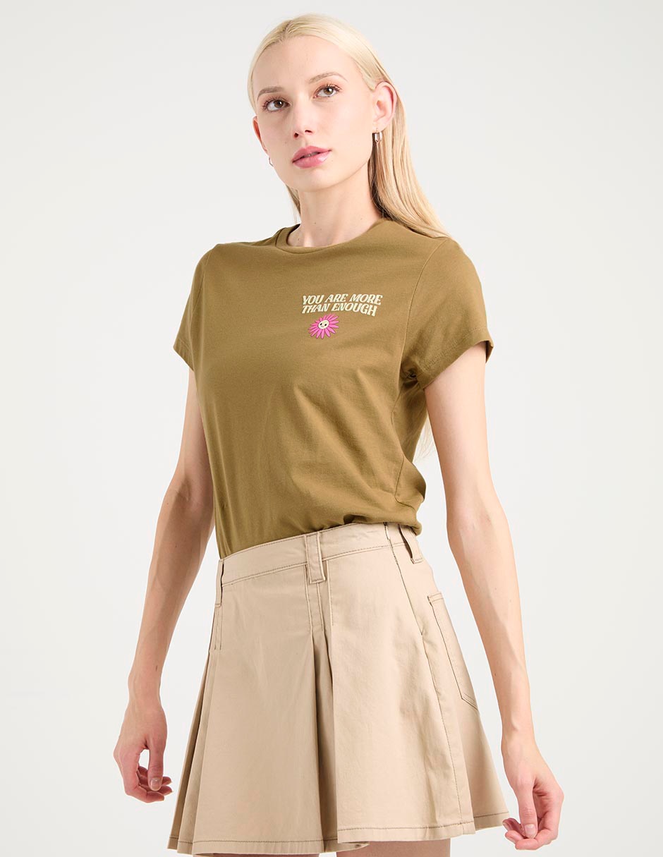 Playera manga corta cuello redondo para mujer