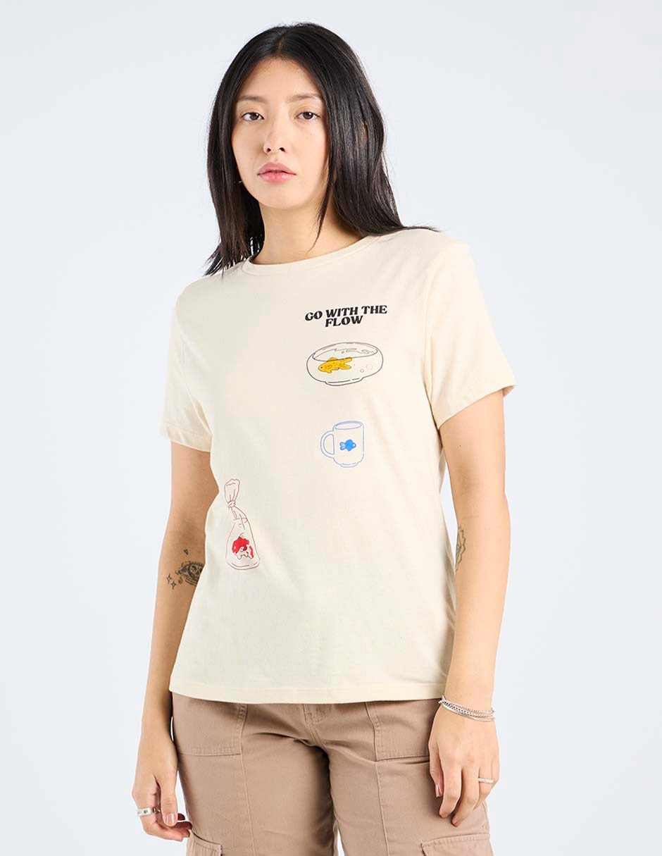 Playera manga corta cuello redondo para mujer Playera manga corta cuello redondo para mujer