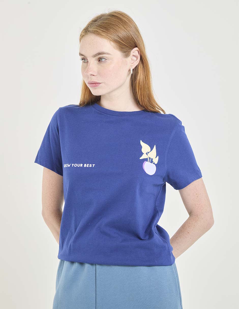 Playera manga corta cuello redondo para mujer