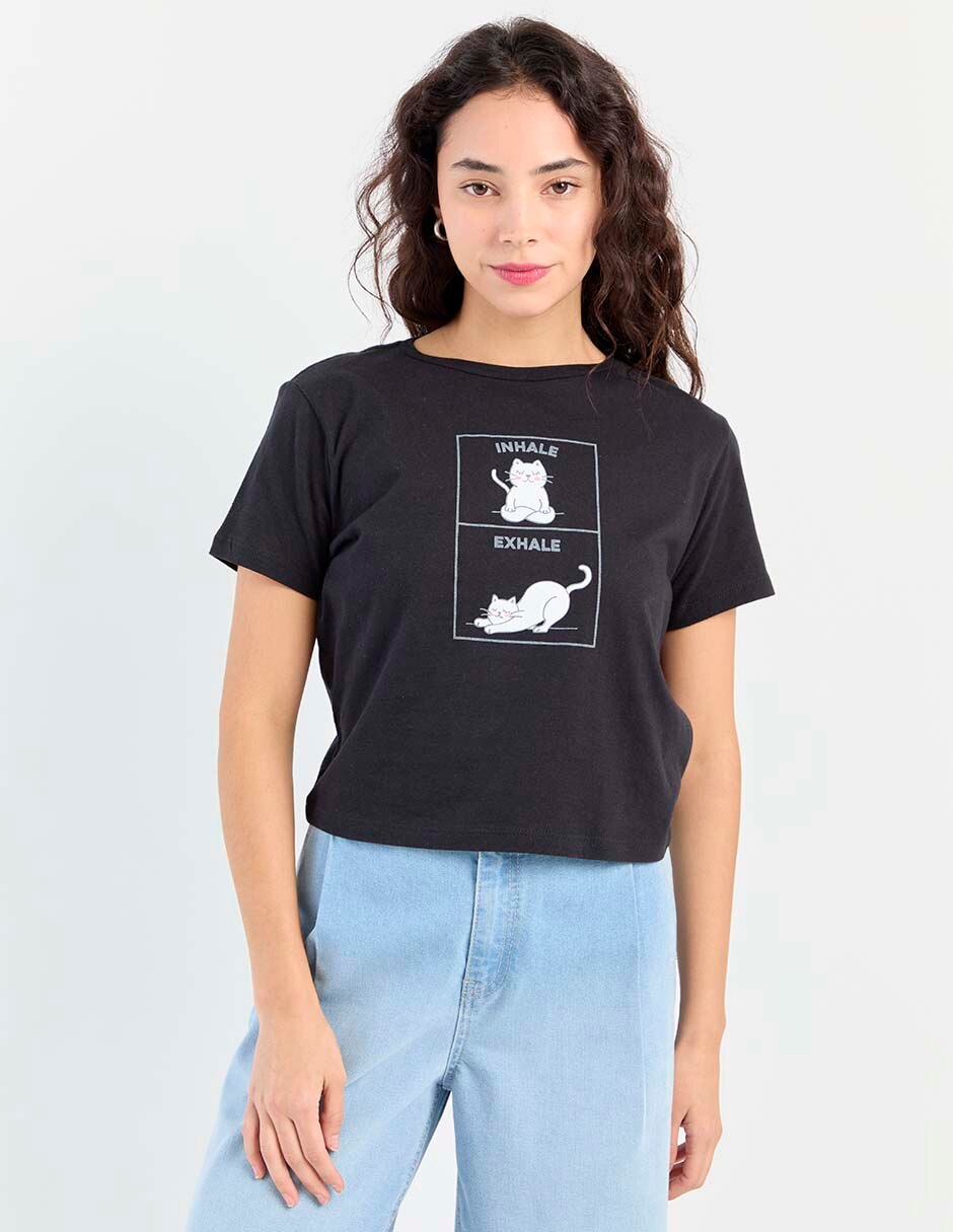 Playera manga corta cuello redondo para mujer 1