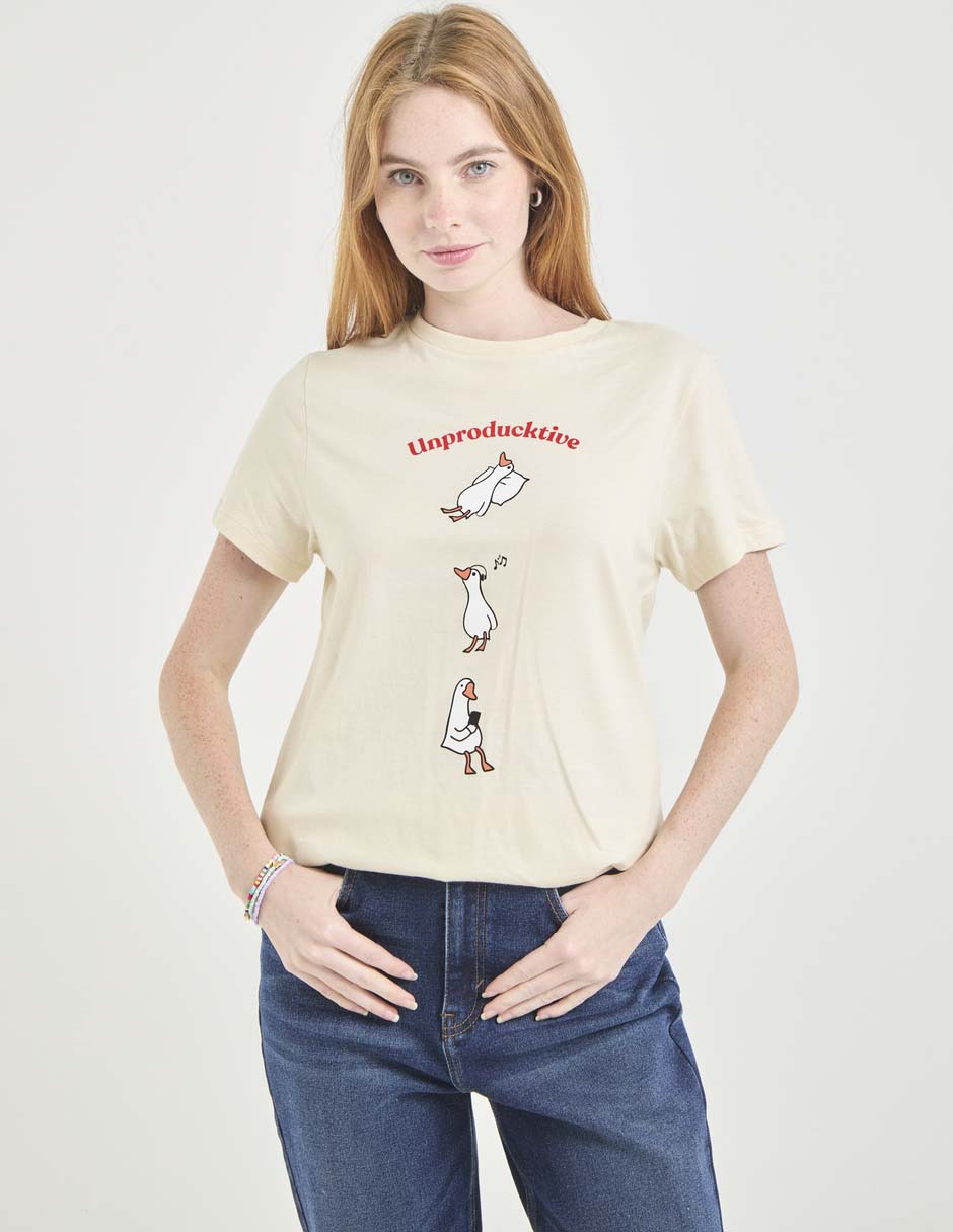 Playera manga corta cuello redondo para mujer