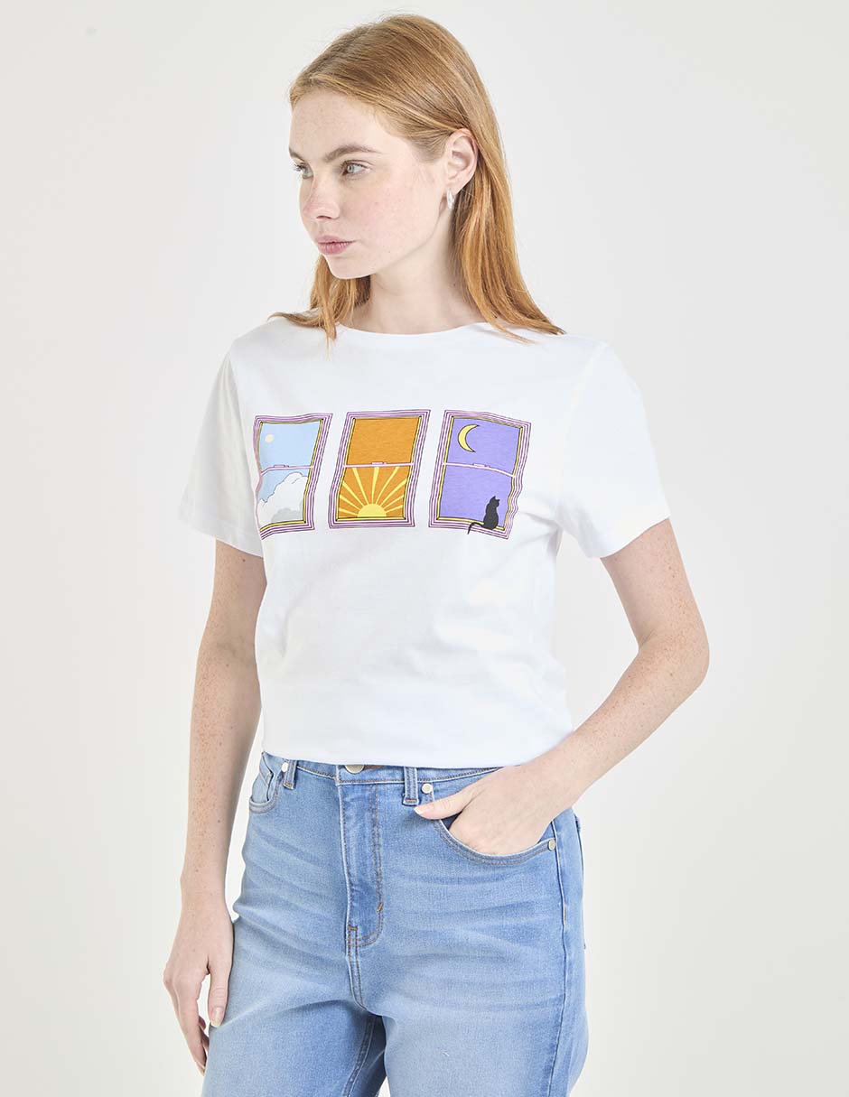Playera manga corta cuello redondo para mujer Playera manga corta cuello redondo para mujer