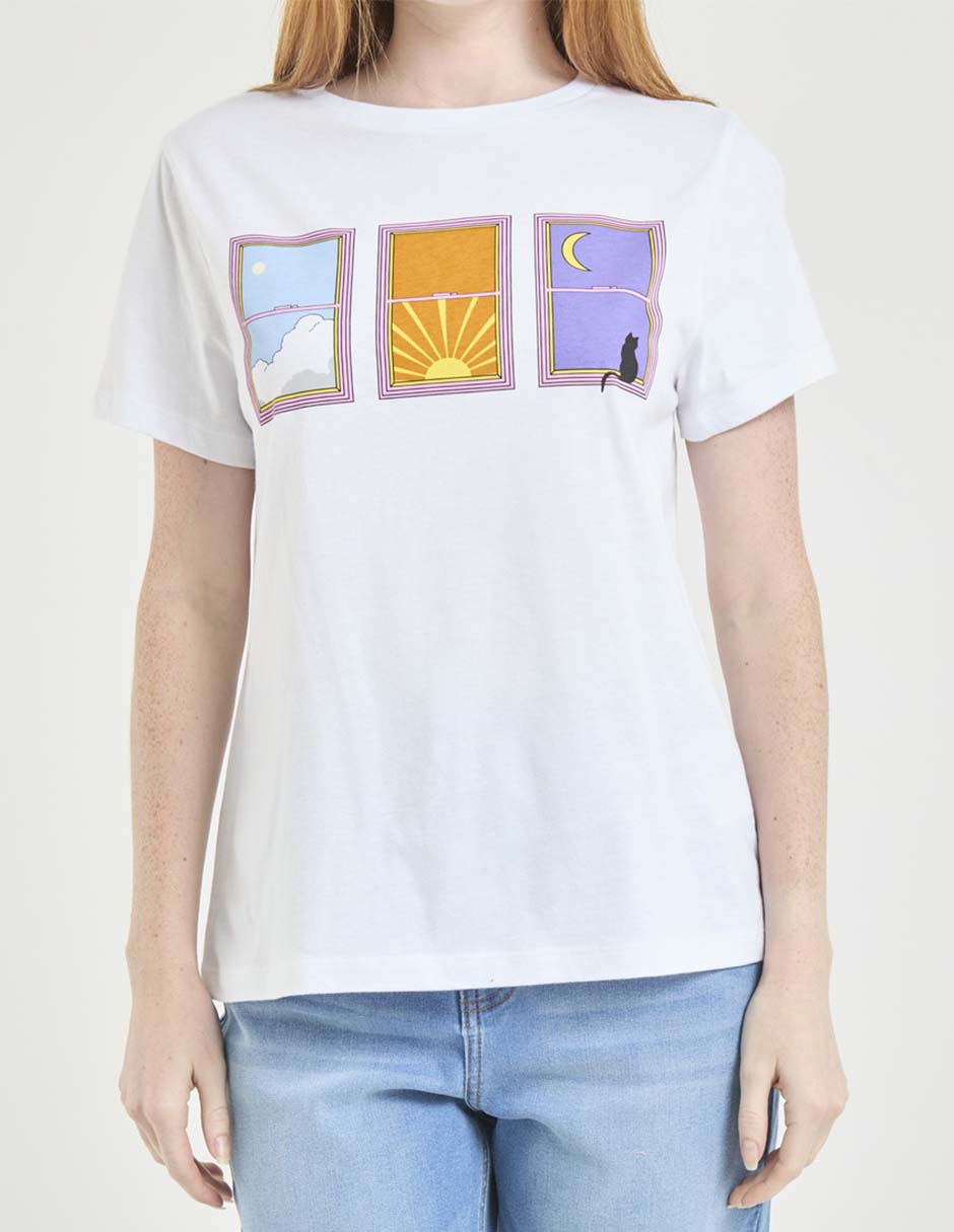 Playera manga corta cuello redondo para mujer 5