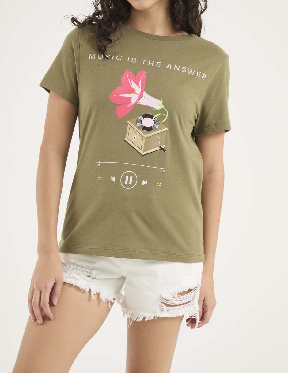 Playera manga corta cuello redondo para mujer 5