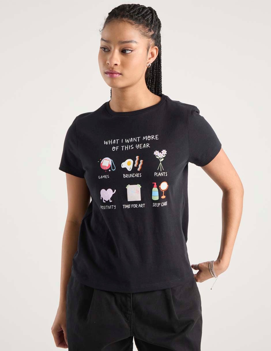Playera manga corta cuello redondo para mujer Playera manga corta cuello redondo para mujer