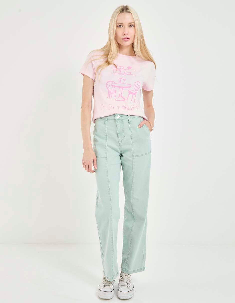 Playera managa corta cuello redondo para mujer 3