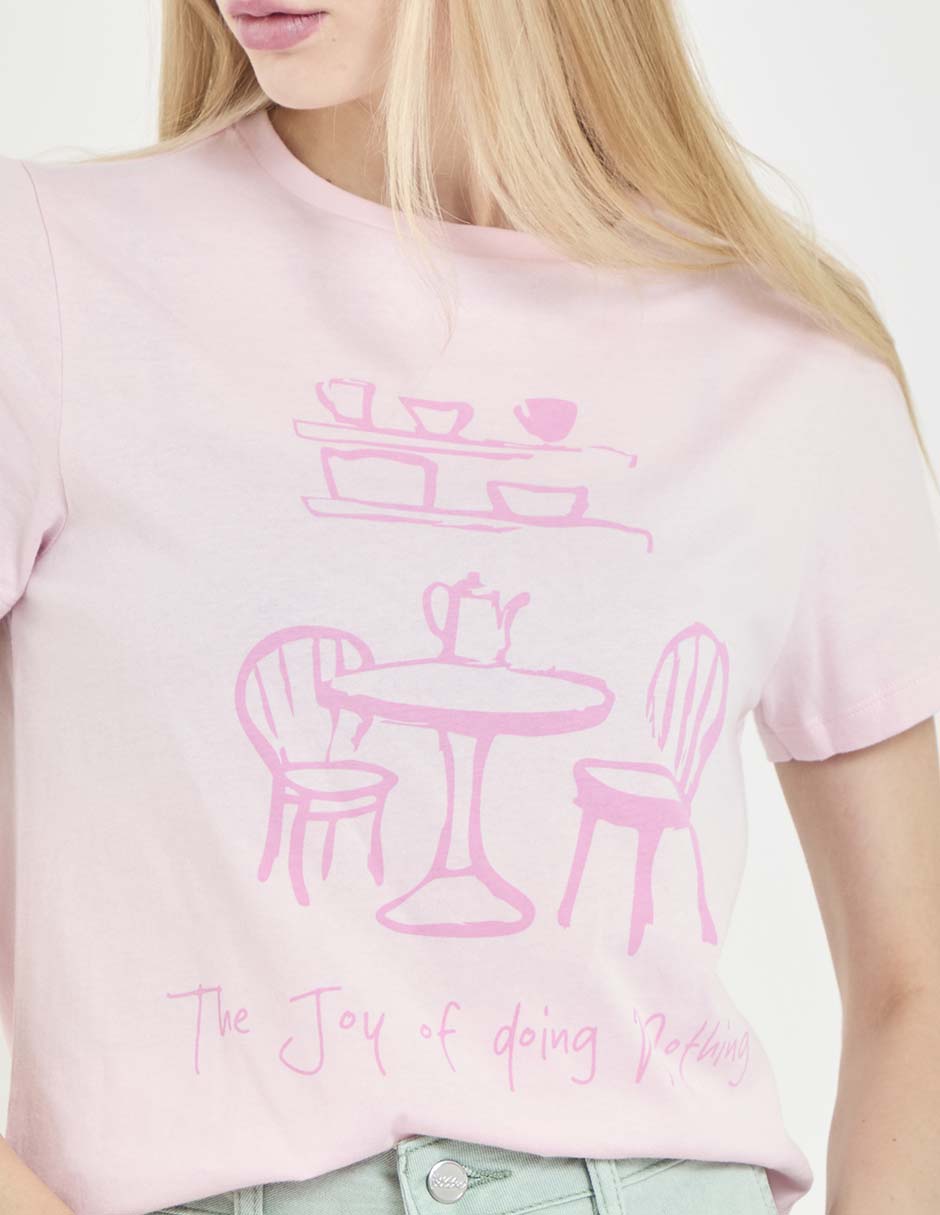 Playera managa corta cuello redondo para mujer 4