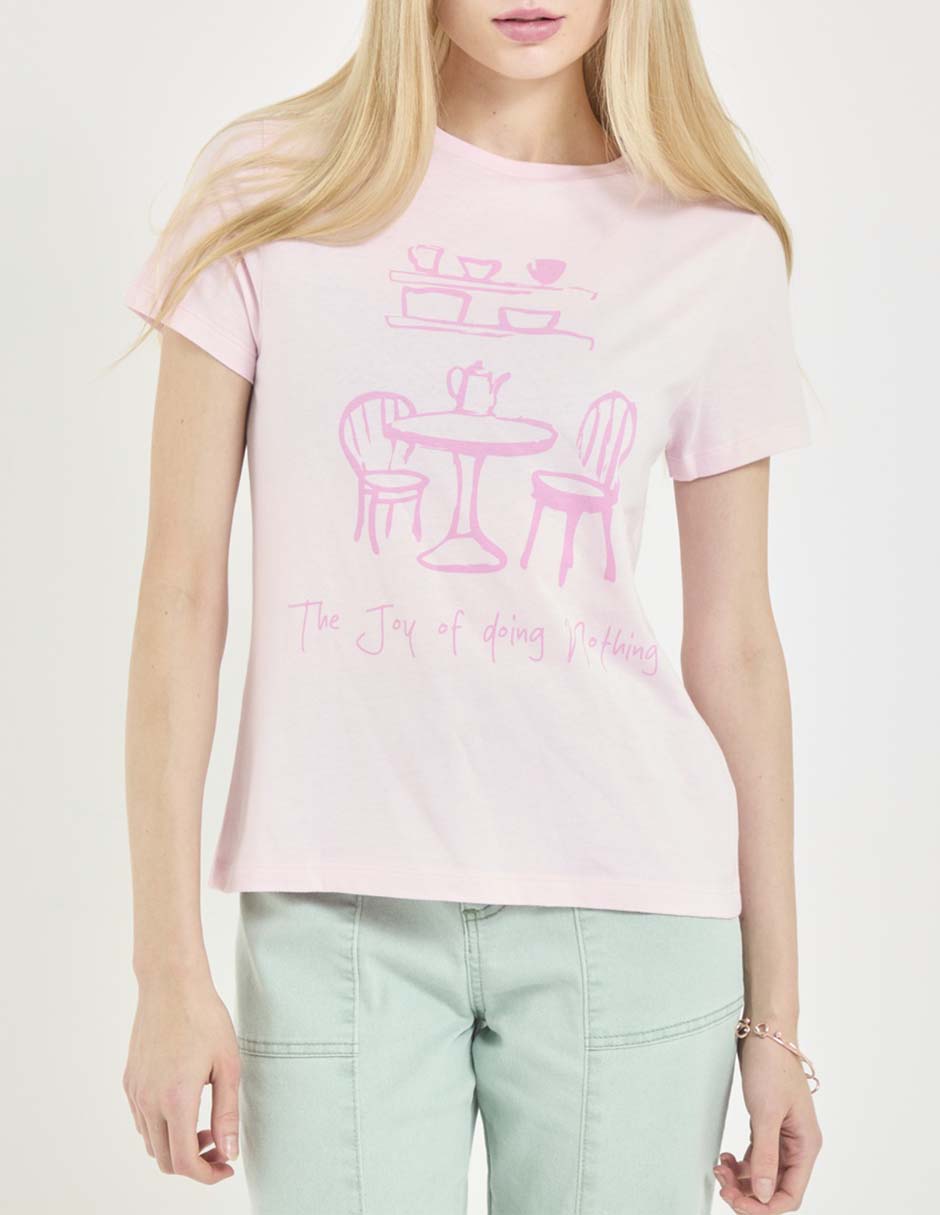 Playera managa corta cuello redondo para mujer 5