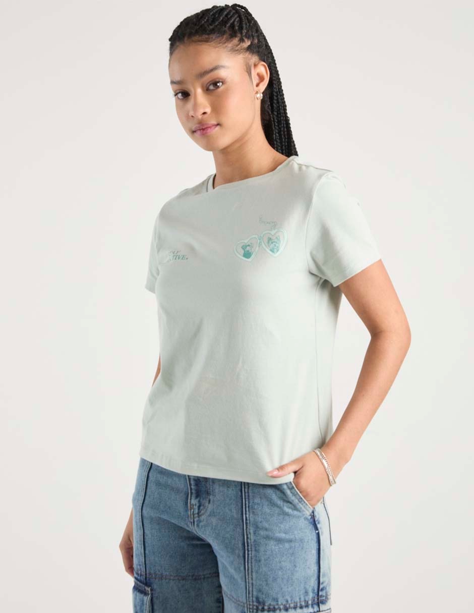 Playera manga corta cuello redondo para mujer