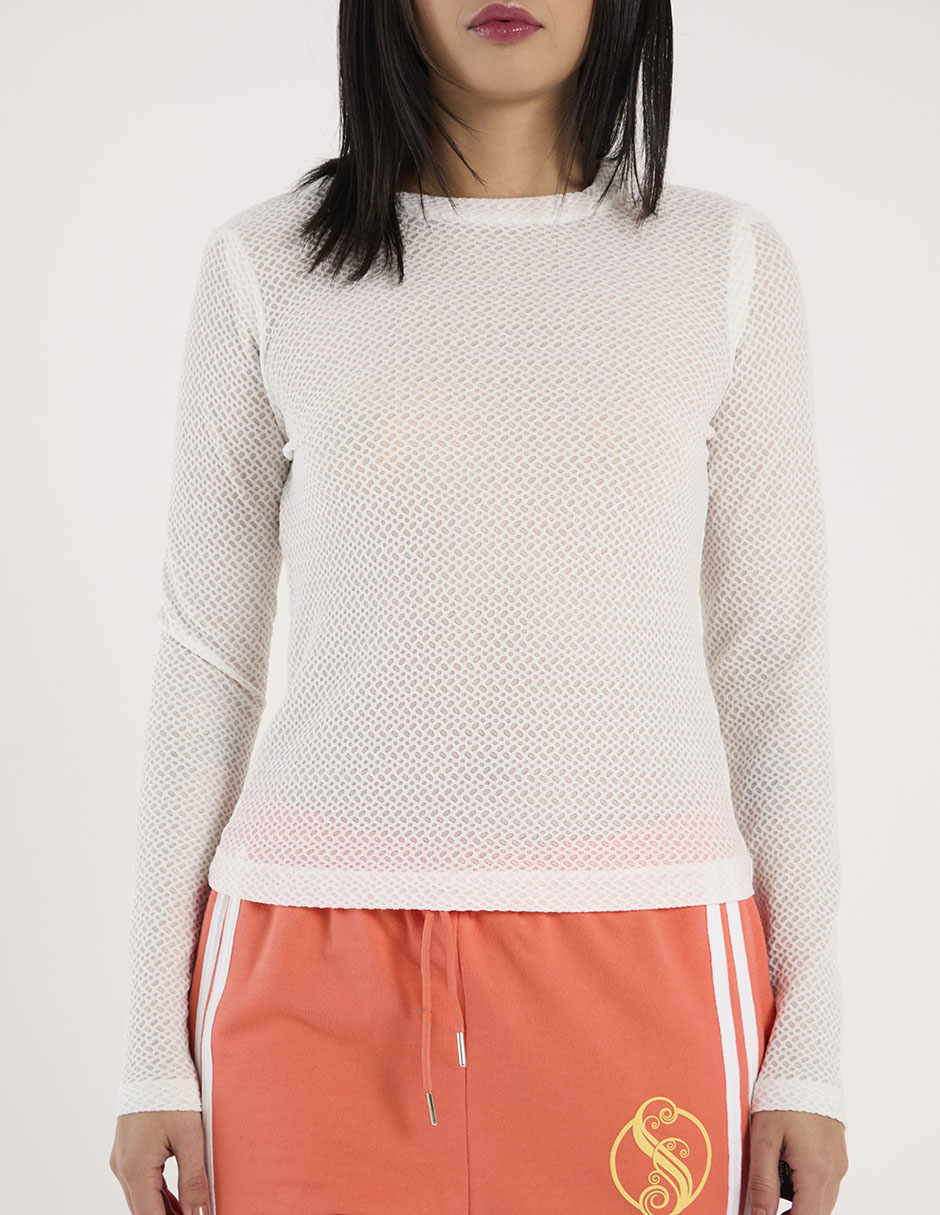 Playera manga larga cuello redondo para mujer 8