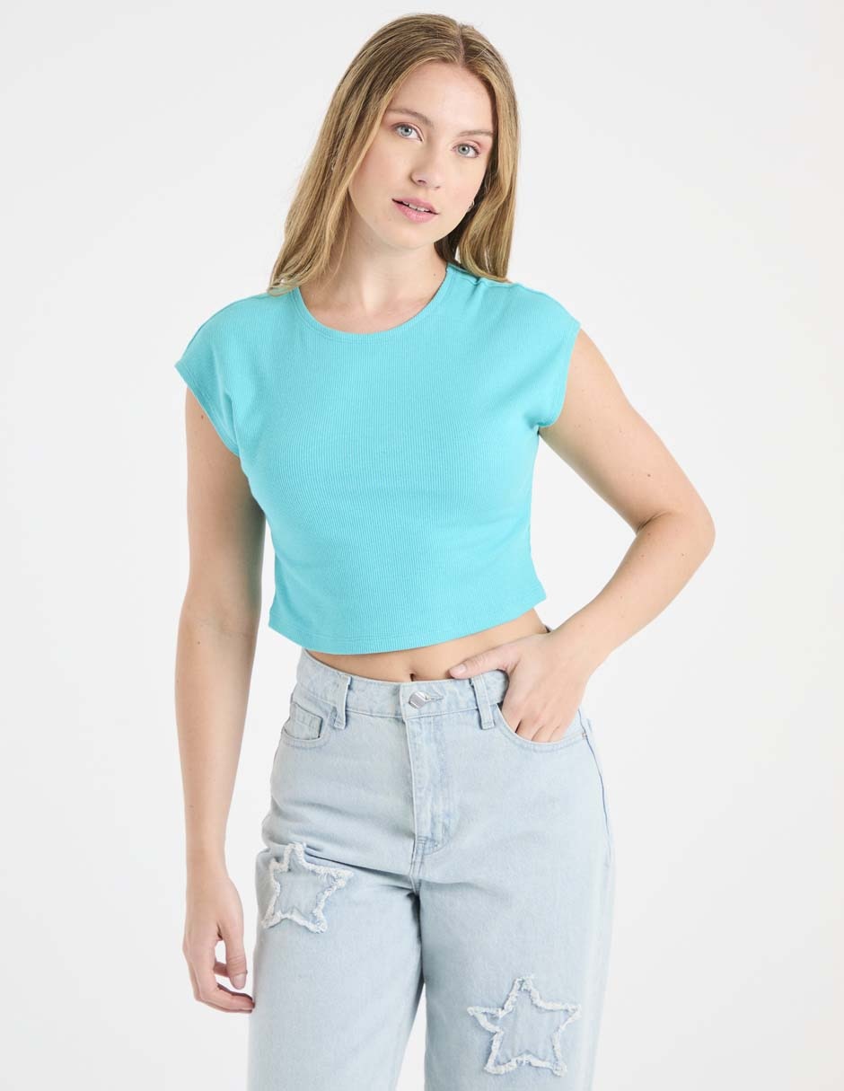 Playera manga corta cuello redondo para mujer Playera manga corta cuello redondo para mujer