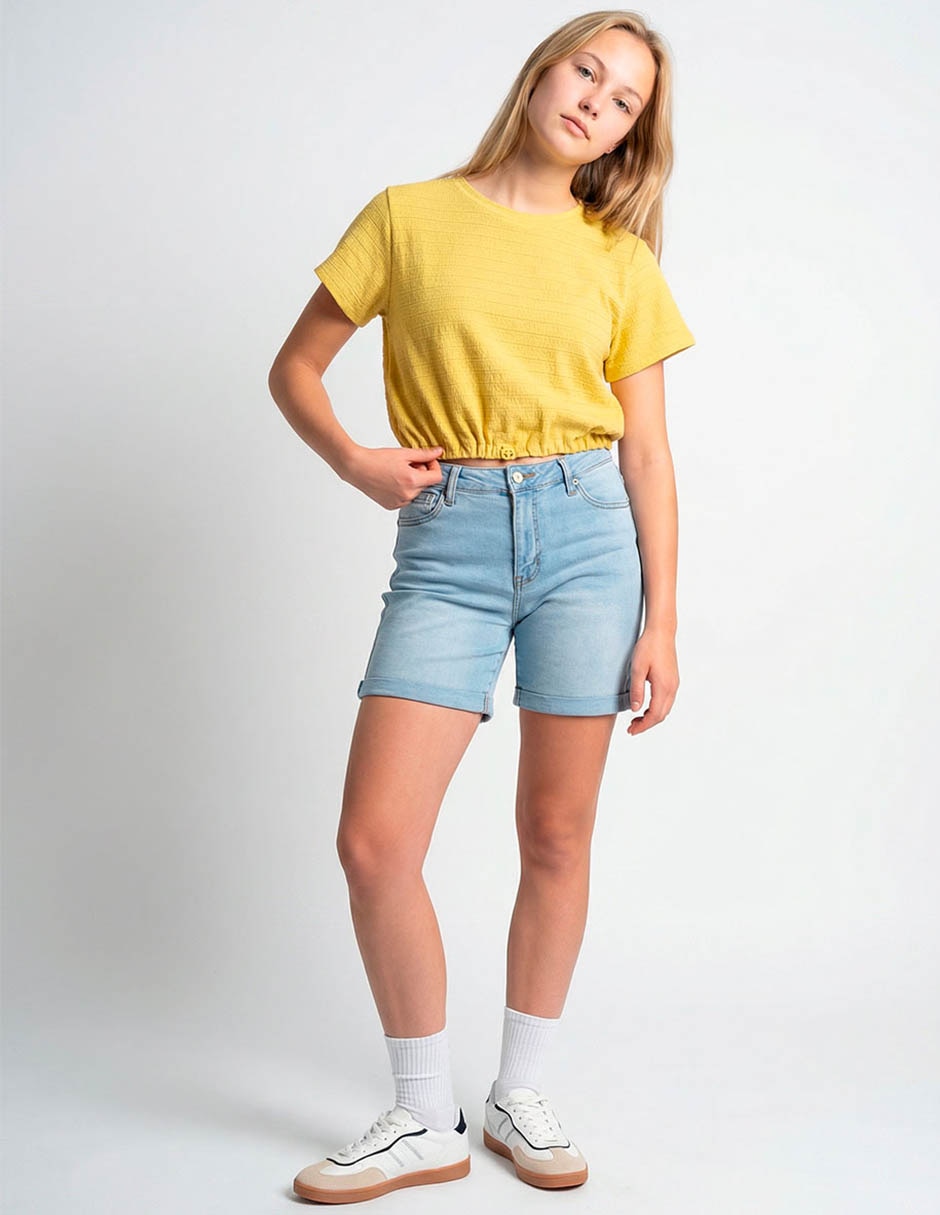 Playera manga corta cuello redondo para mujer