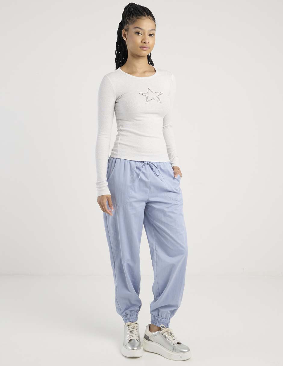 PANTALON JOGGER NON STO, M, TIZA CLARO
