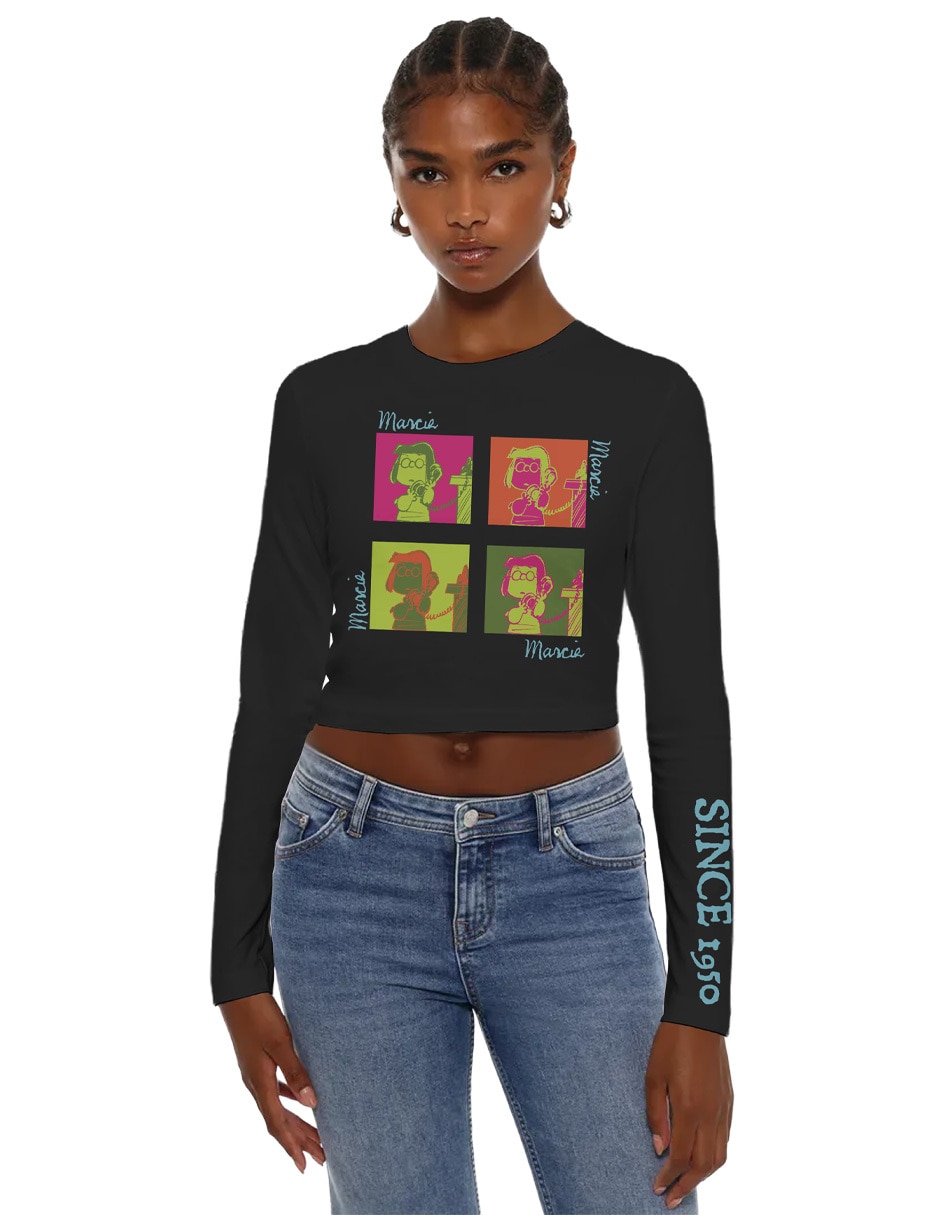 Playera manga larga cuello redondo para mujer Playera manga larga cuello redondo para mujer