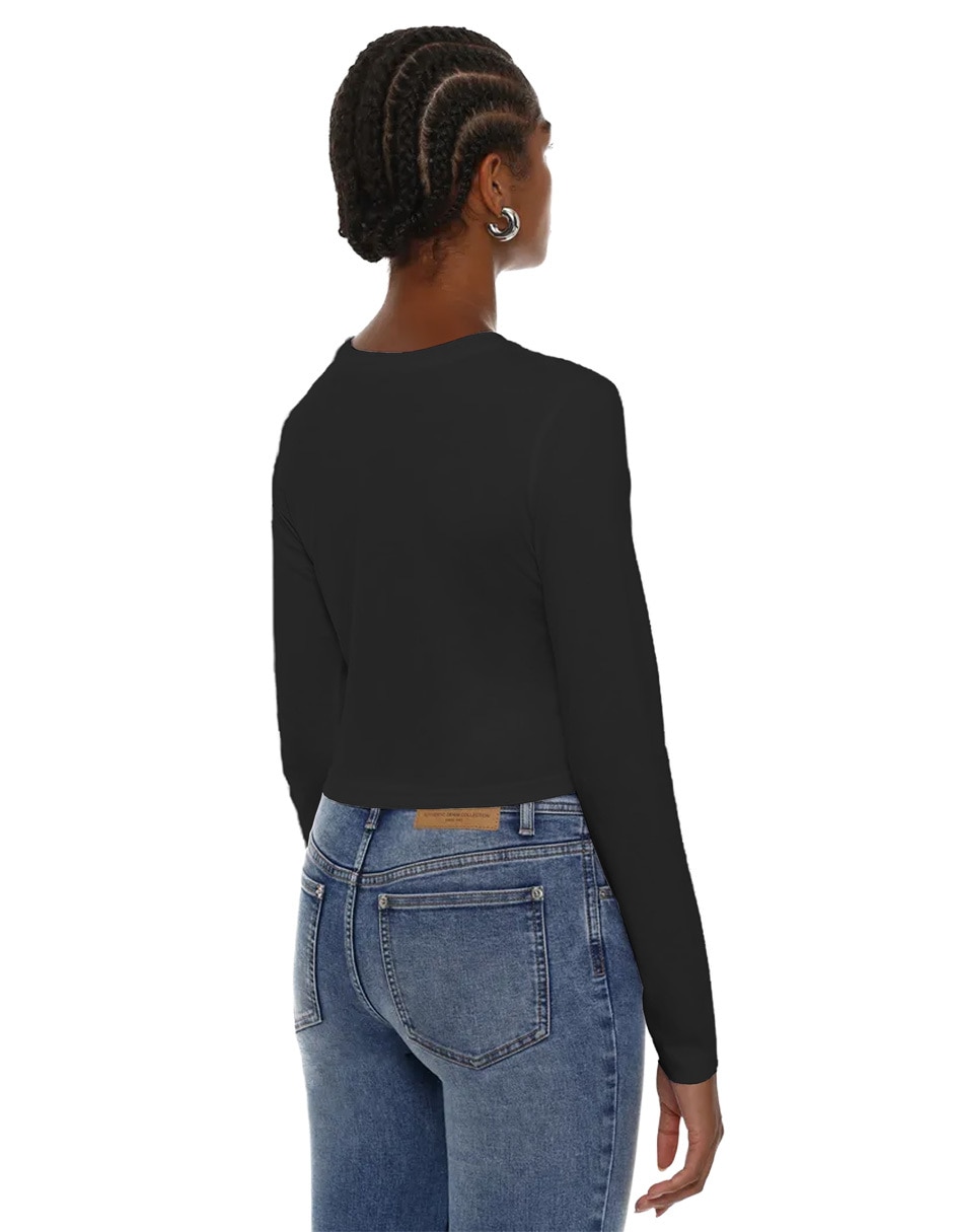 Playera manga larga cuello redondo para mujer 2