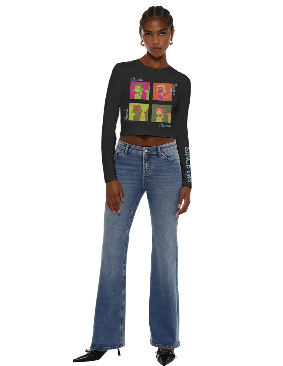Playera manga larga cuello redondo para mujer 3