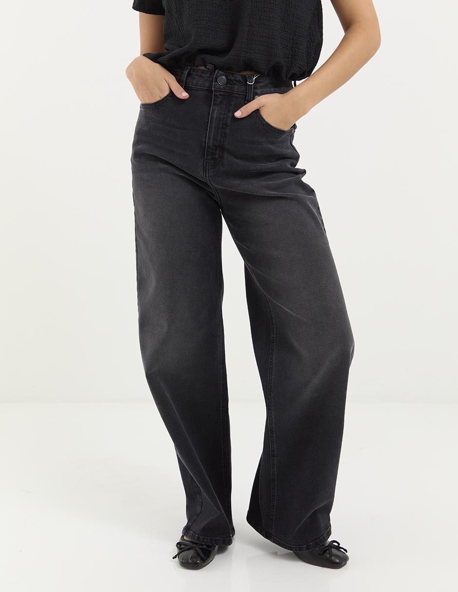 Jeans relaxed straight cintura media para mujer
