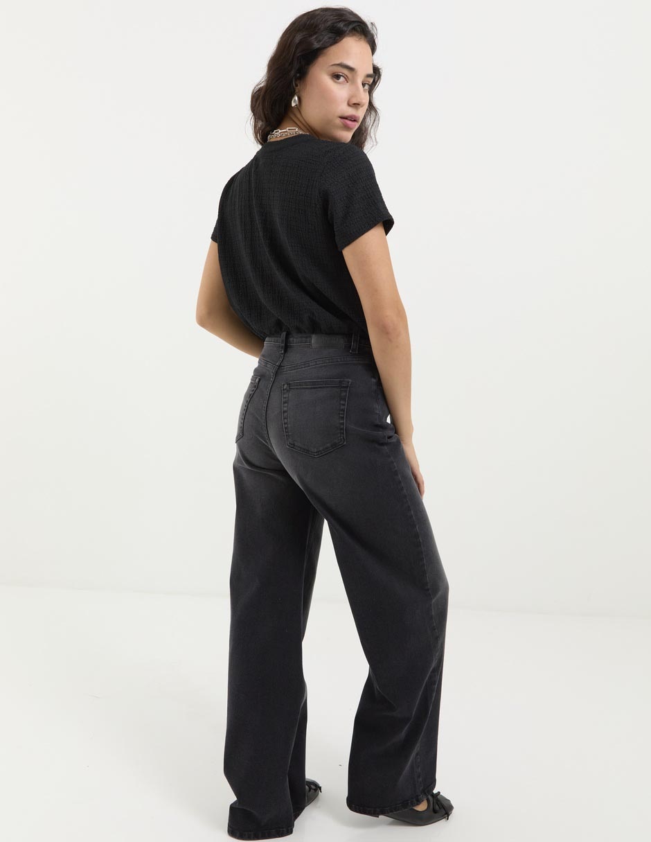 Jeans relaxed straight cintura media para mujer 2
