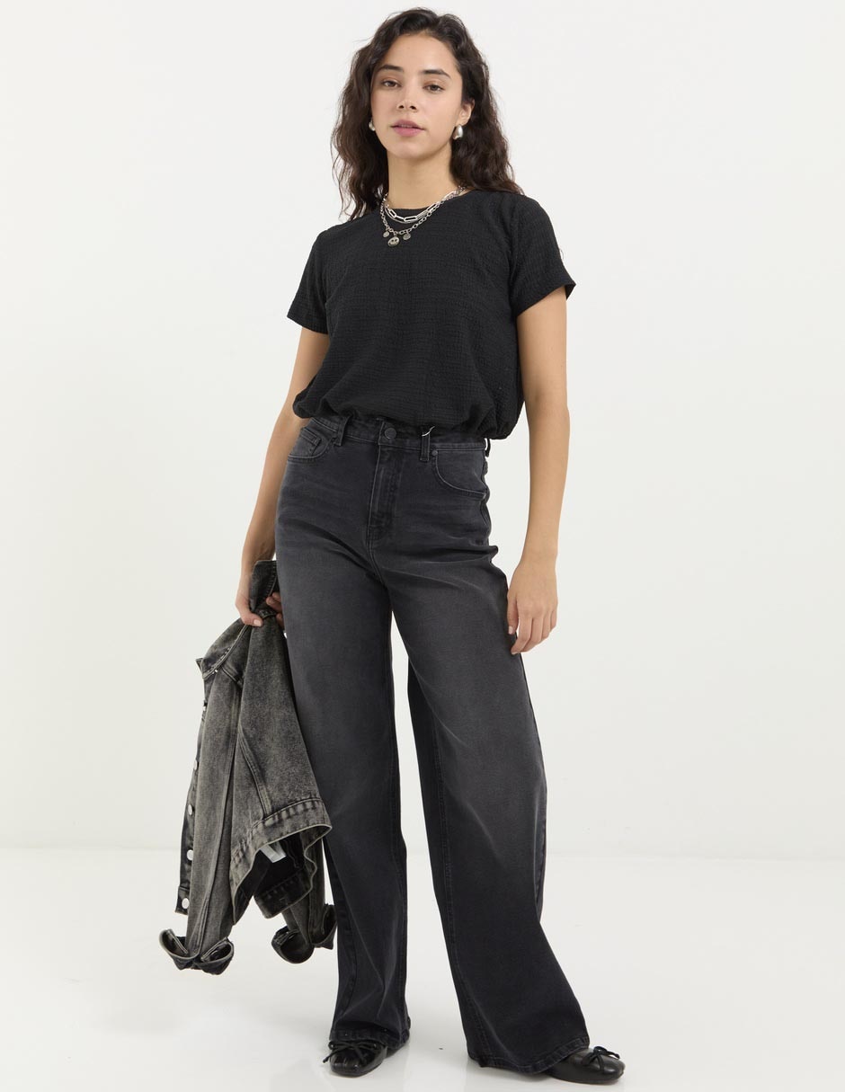 Jeans relaxed straight cintura media para mujer 3
