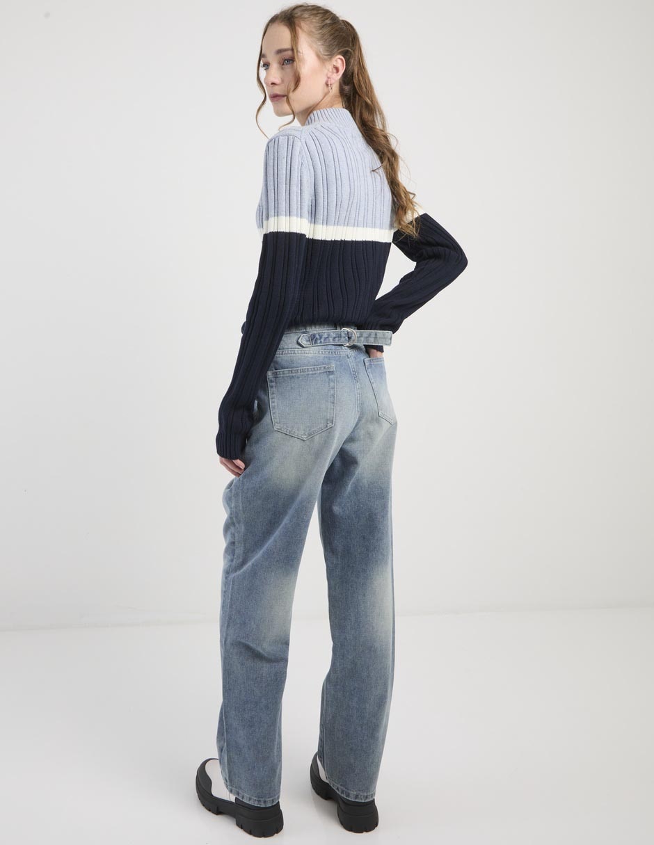 Jeans straight corte cintura para mujer 2
