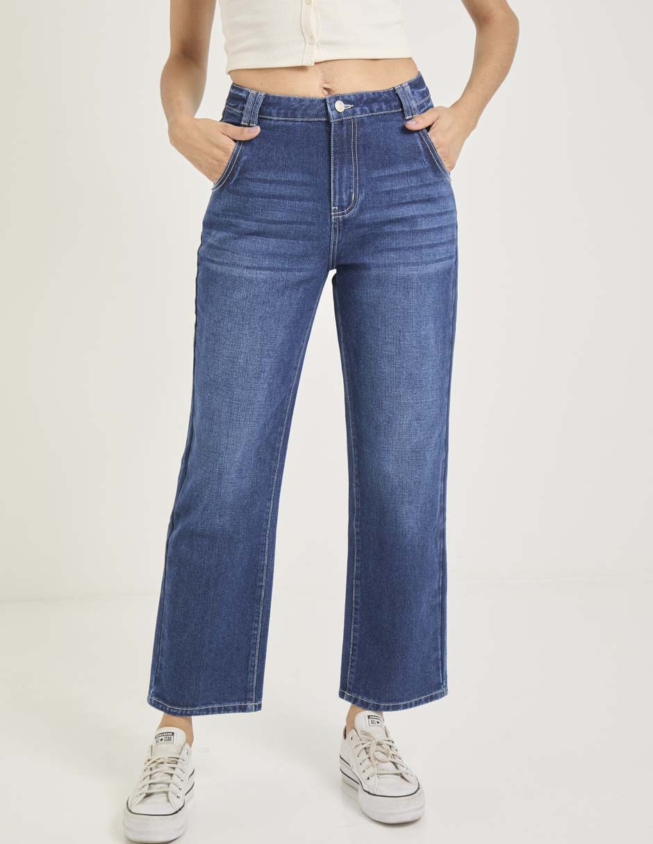 Jeans straight corte cintura para mujer Jeans straight corte cintura para mujer