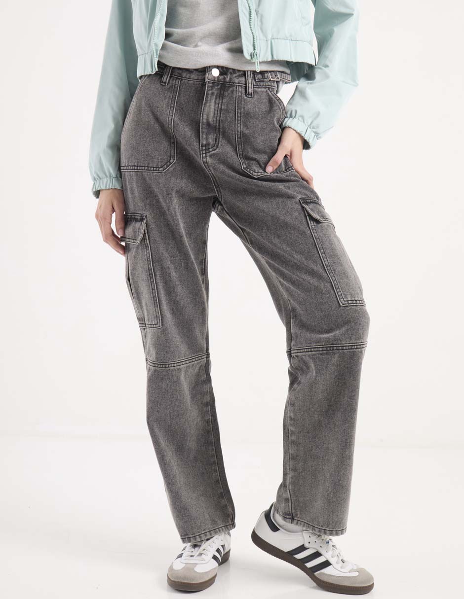 Jeans cargo relajado para mujer