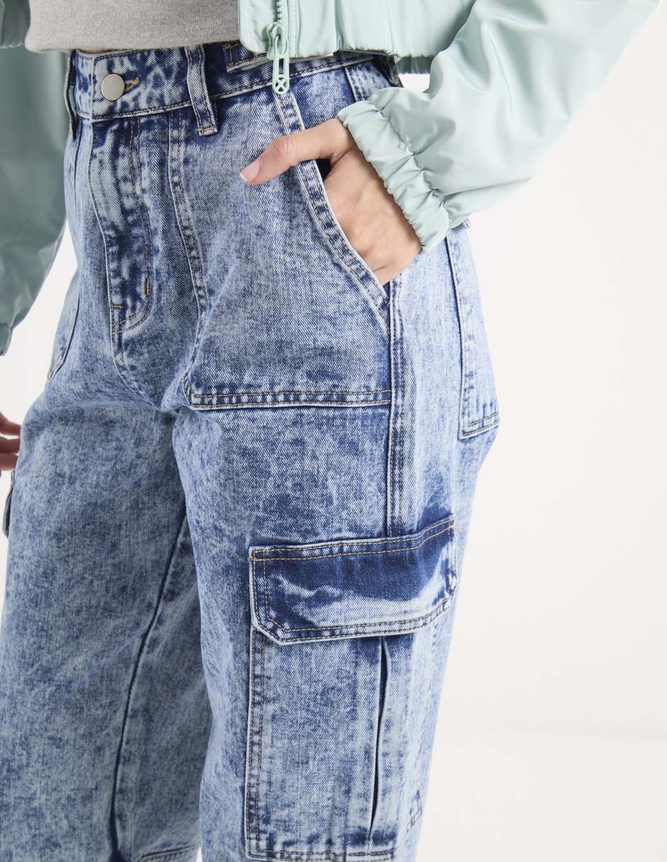Jeans cargo relajado para mujer 4