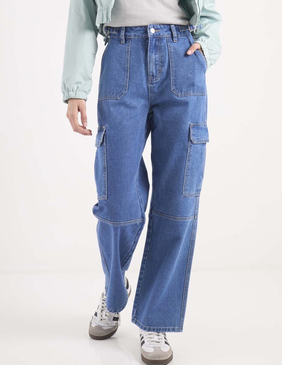 Jeans cargo relajado para mujer