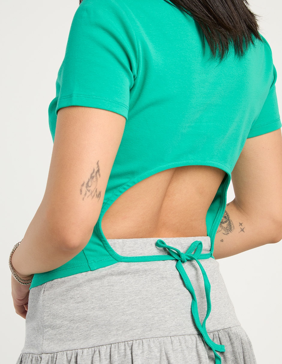 Playera manga corta cuello redondo para mujer 5