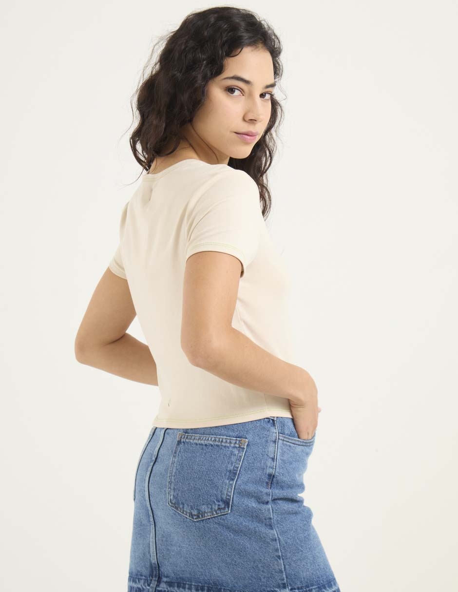 Playera manga corta cuello redondo para mujer 2