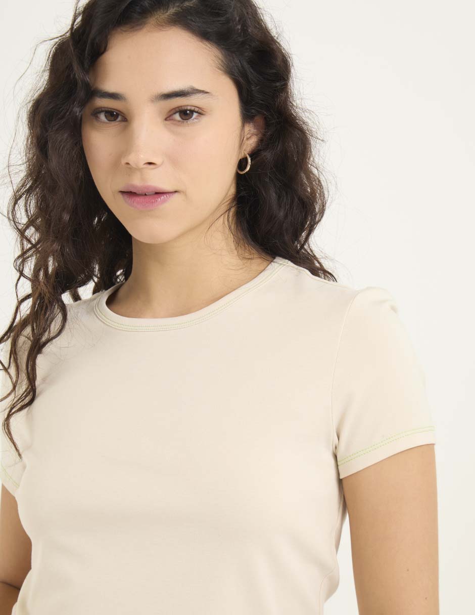 Playera manga corta cuello redondo para mujer 4