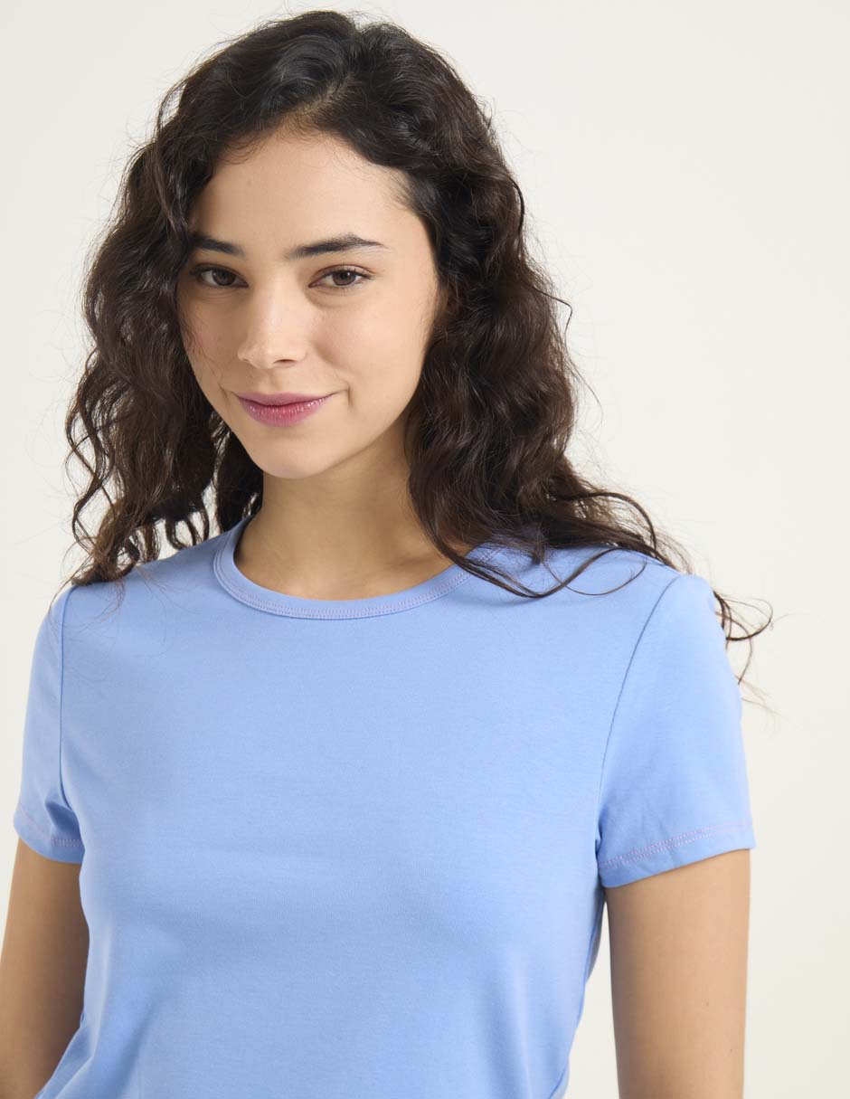 Playera manga corta cuello redondo para mujer 4