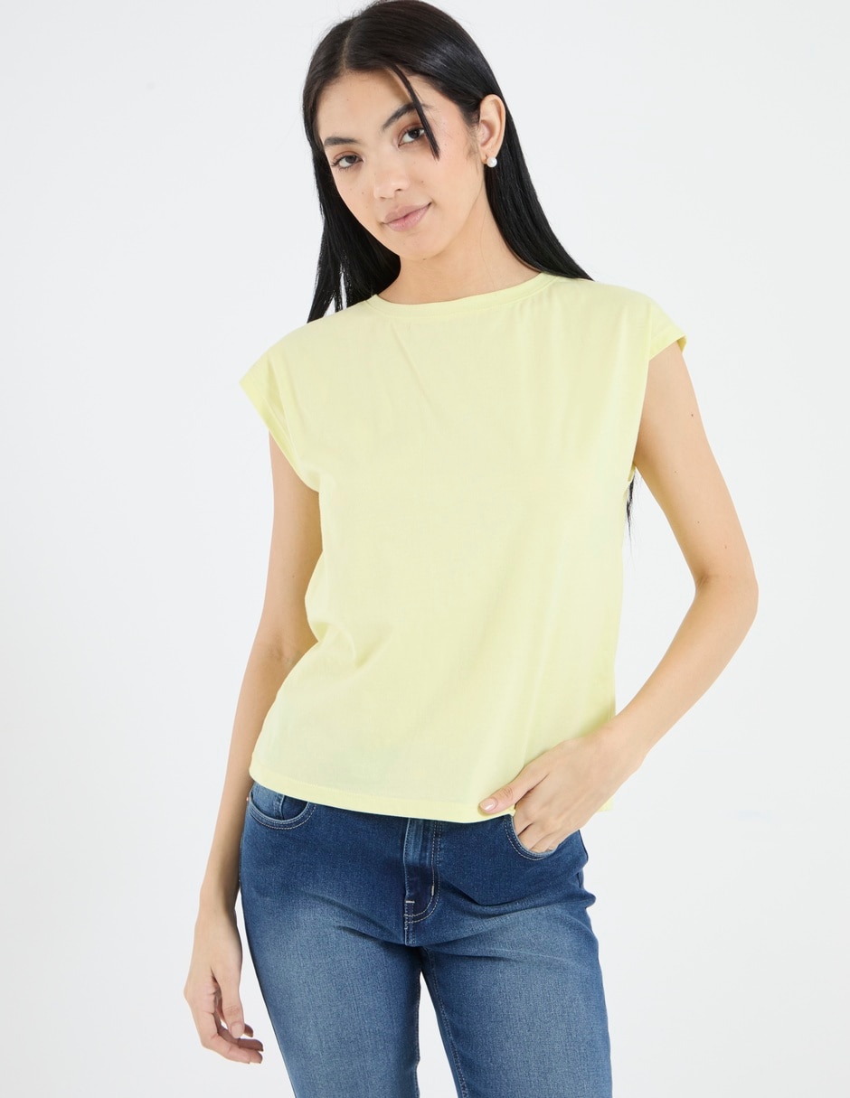 Playera manga corta cuello redondo para mujer