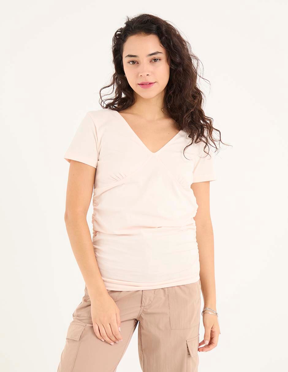 Playera manga corta cuello V para mujer Playera manga corta cuello V para mujer