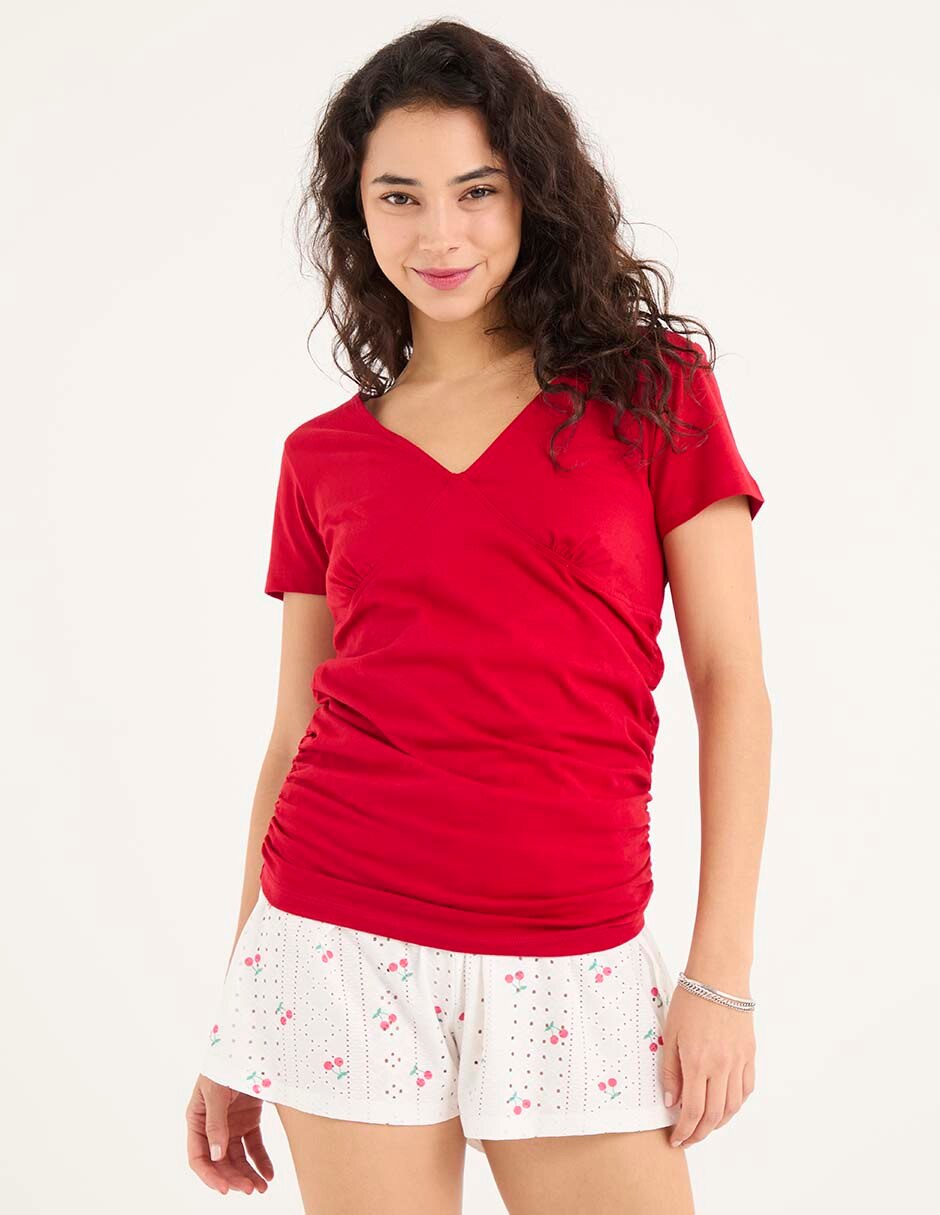 Playera manga corta cuello V para mujer Playera manga corta cuello V para mujer