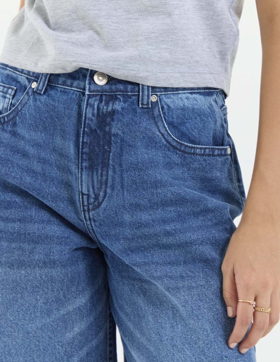 Jeans relaxed amplio corte cintura para mujer 4