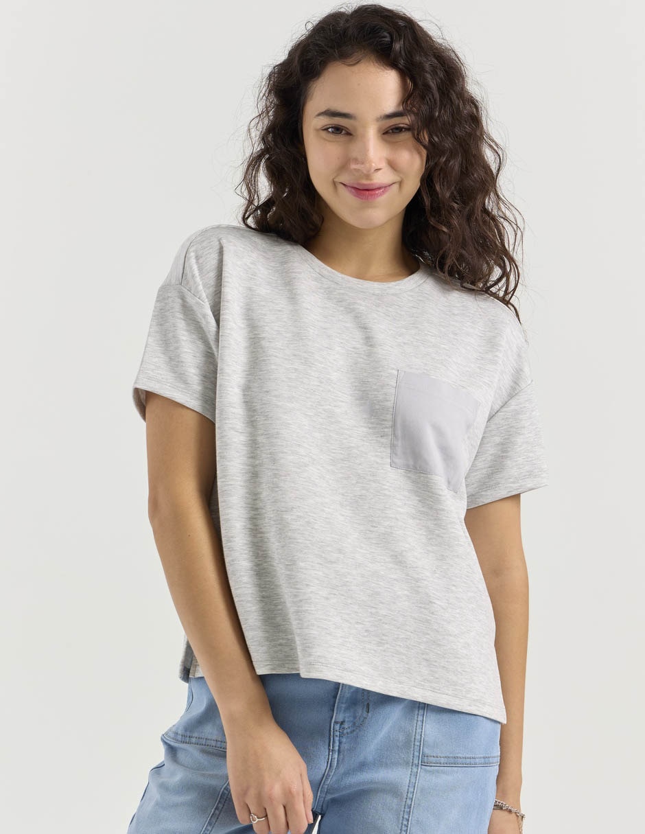Playera manga corta cuello redondo para mujer