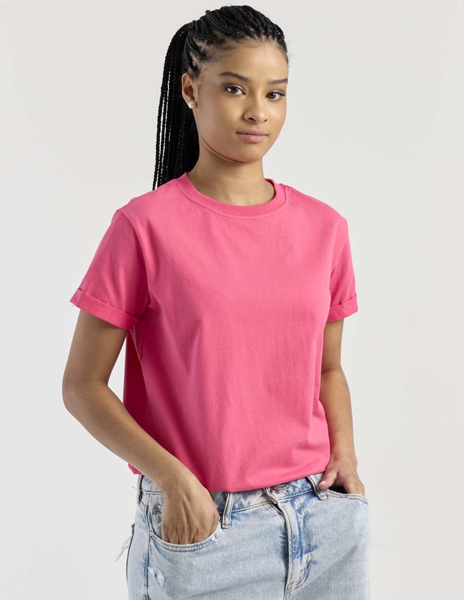Playera manga corta cuello redondo para mujer