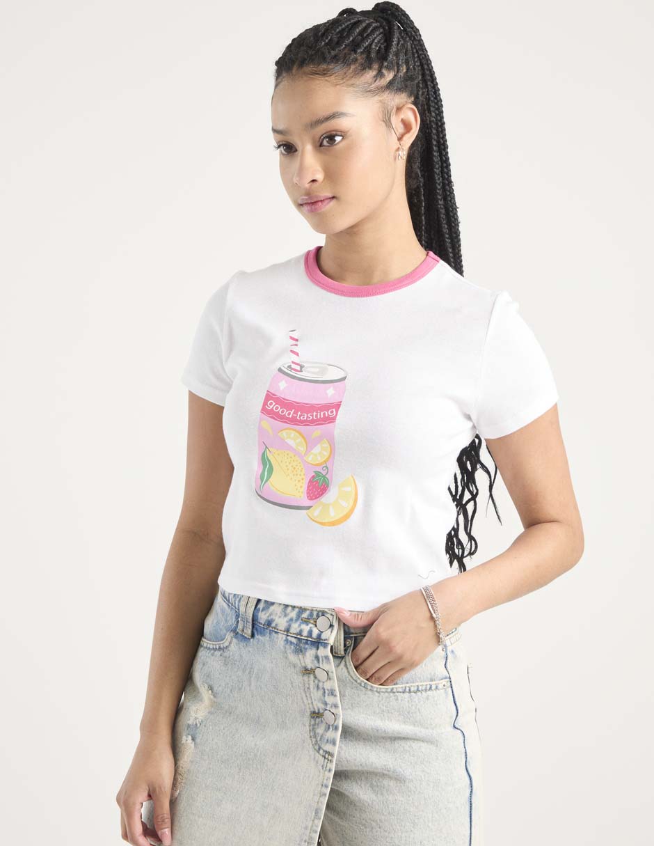 Playera manga corta cuello redondo para mujer Playera manga corta cuello redondo para mujer