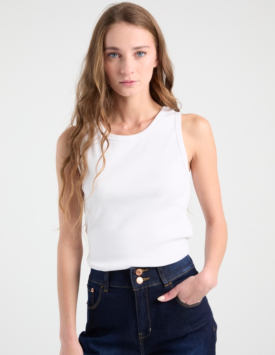Top cuello redondo tirante ancho Top cuello redondo tirante ancho
